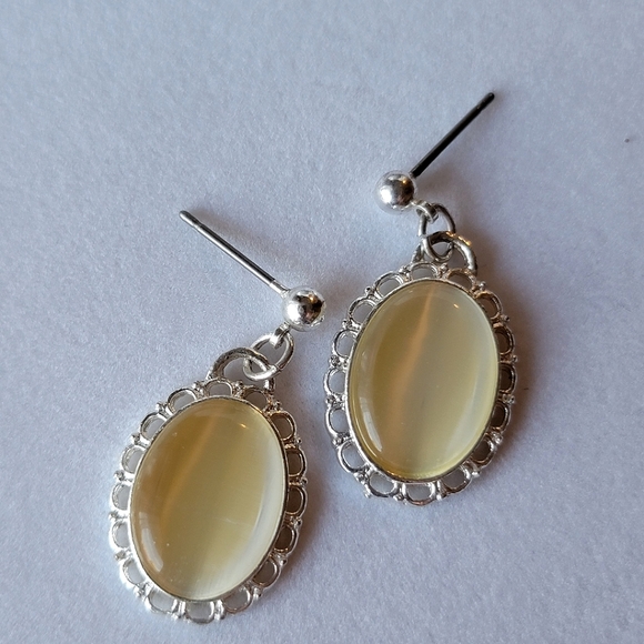 Jewelry - Cats Eye Silver Tone Earrings